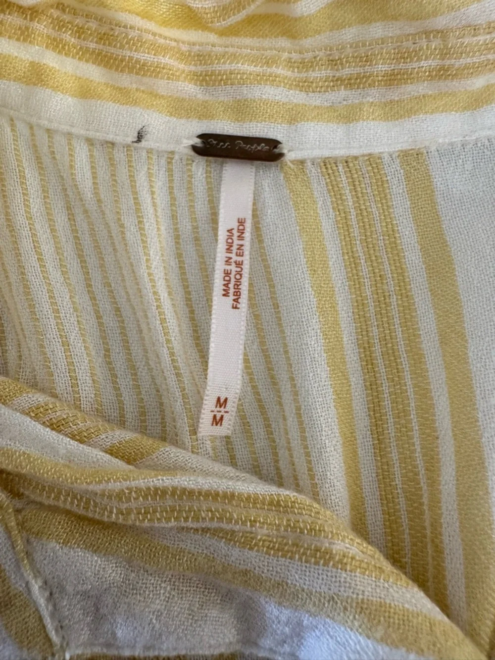 Free People Yellow and White Striped Button-Down Top